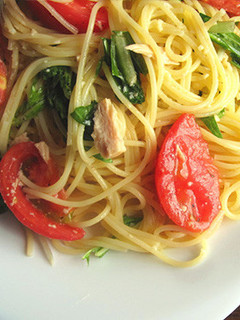 水菜とトマトとツナの冷製パスタ-レシピのメイン写真