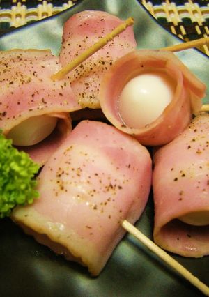 レンジで簡単❤ウズラのベーコン巻❤-レシピのメイン写真