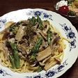 きのことアスパラのクリームソースパスタ