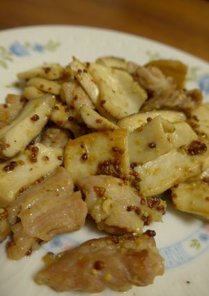 鶏せせりとエリンギのマスタード炒め-レシピのメイン写真