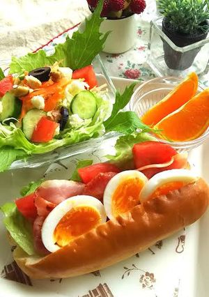 絶品!☆ベーコンエッグサンド☆朝ごパン♪-レシピのメイン写真