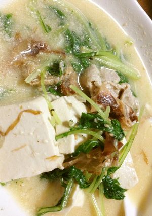 ☆豚と豆腐と水菜de豆乳鍋風スープ☆-レシピのメイン写真