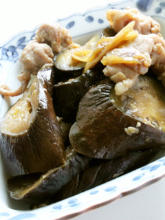 豚薄切り肉+塩麹で秋なすの生姜風味炒め煮-レシピのメイン写真