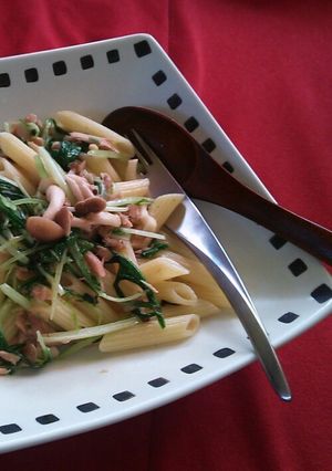 水菜ときのこのおつまみパスタv(・∀・*-レシピのメイン写真