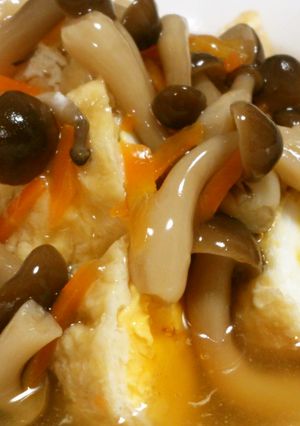 ミツカン「鶏だし」で卵巾着キノコあんかけ-レシピのメイン写真