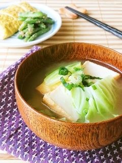 食べごたえあり!厚揚げとキャベツの味噌汁-レシピのメイン写真
