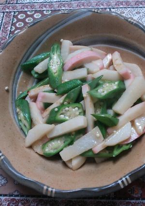 簡単！おくらと長芋のめんつゆバター炒め☆-レシピのメイン写真
