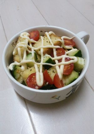 朝食にこれ一皿で☆食パンサラダバジル味-レシピのメイン写真