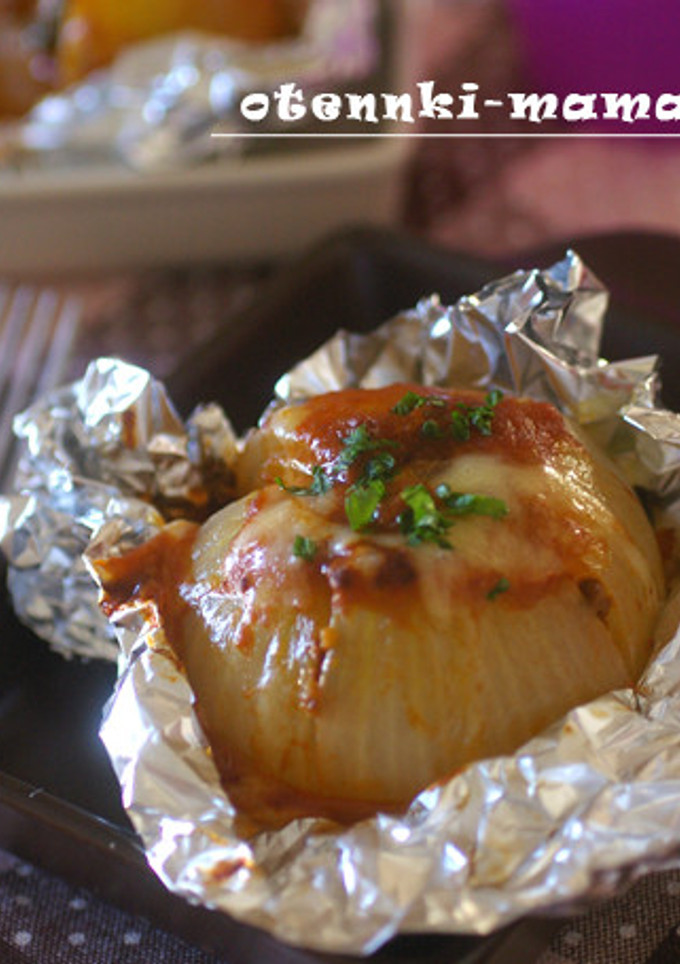 玉ねぎの丸ごとミートソース焼き-レシピのメイン写真