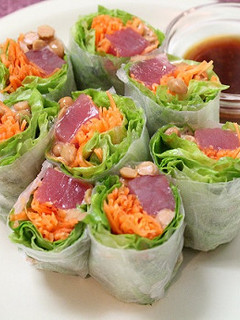 まぐろ納豆生春巻き 梅ドレッシングで-レシピのメイン写真