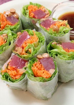 まぐろ納豆生春巻き　梅ドレッシングで-レシピのメイン写真