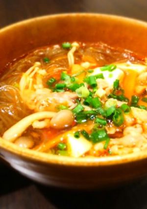 栄養満点！ピリ辛チゲ春雨スープ-レシピのメイン写真