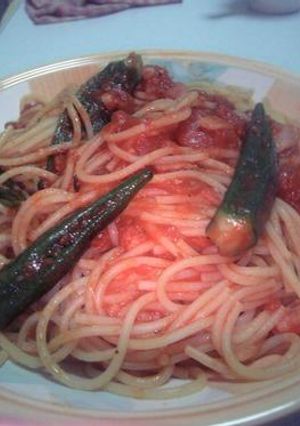 オクラ入りトマトパスタ-レシピのメイン写真
