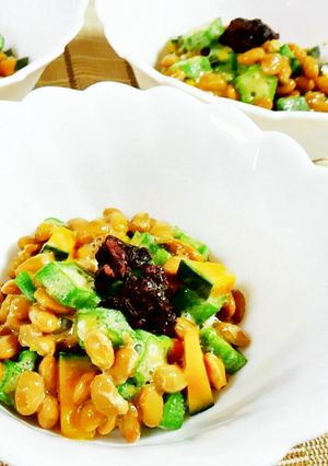 かぼちゃとオクラの納豆あえ♪-レシピのメイン写真