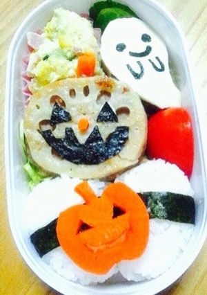 れんこん大変身‼簡単ハロウィンのキャラ弁-レシピのメイン写真