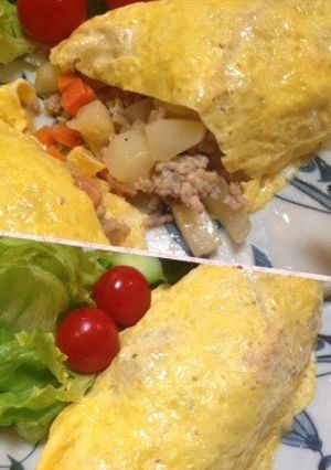 じゃがいもと挽肉の和風オムレツ-レシピのメイン写真