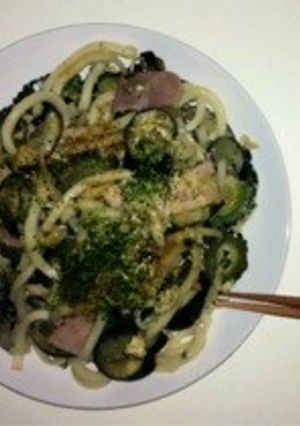 ゴーヤと茄子のチャンプルーうどん(3)-レシピのメイン写真