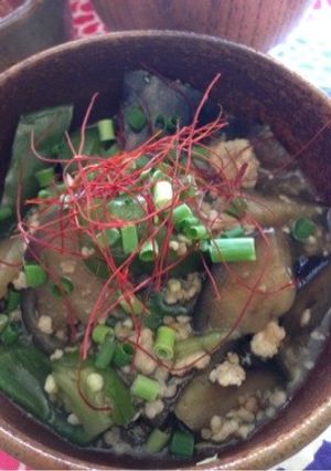 茄子と甘長唐辛子の塩そぼろ煮-レシピのメイン写真
