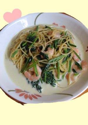 海老とほうれん草のクリームパスタ-レシピのメイン写真