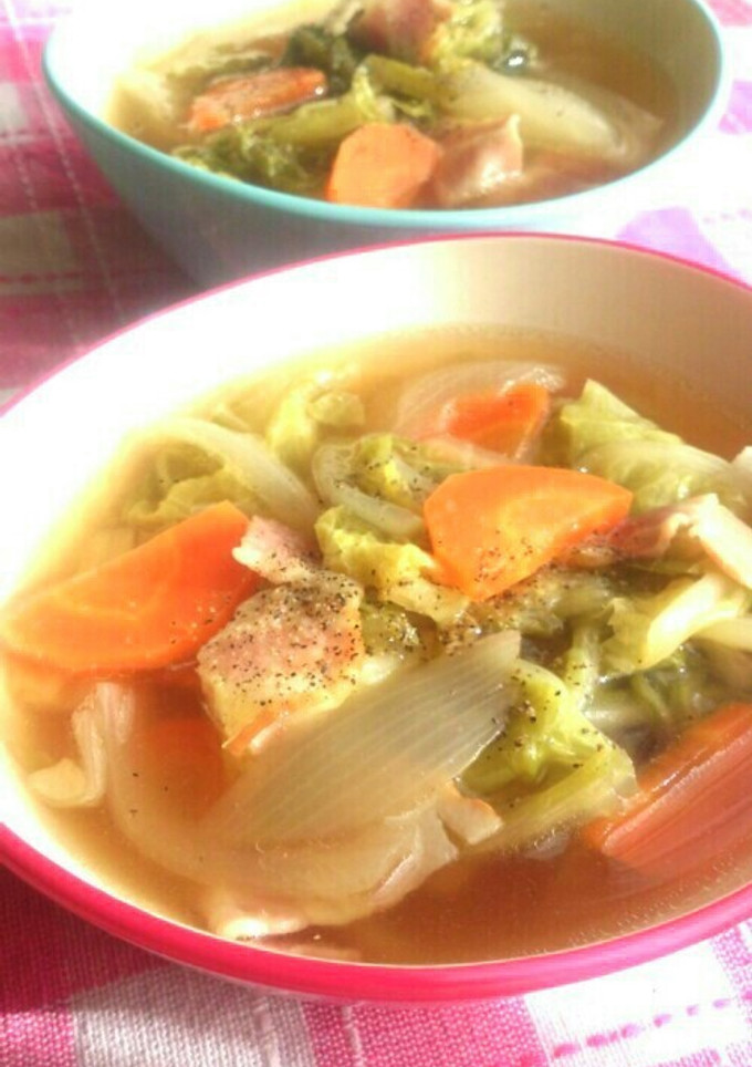 簡単！野菜とベーコンのスープ煮・生姜入り-レシピのメイン写真