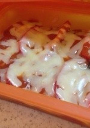 ルクエで茄子きのこ青菜のトマトグラタン-レシピのメイン写真