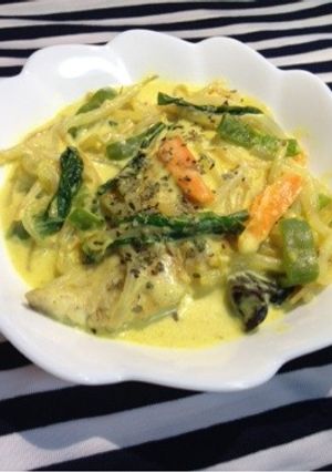 さわらと野菜のカレー風クリームソース煮-レシピのメイン写真