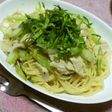 セロリと鶏むね肉のクレソルパスタ