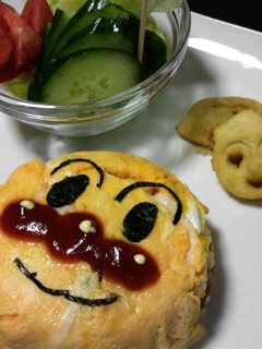 アンパンマンオムライス☆カフェ風に-レシピのメイン写真