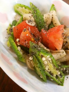 トマトとオクラとしめじの胡麻和え-レシピのメイン写真