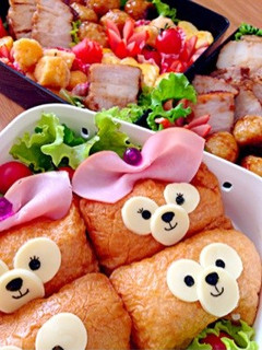 キャラ弁☆ダッフィーとシェリーメイお稲荷-レシピのメイン写真