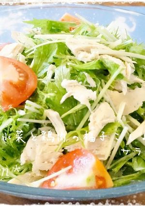 。＊水菜と鶏肉の柚子こしょうサラダ＊。-レシピのメイン写真