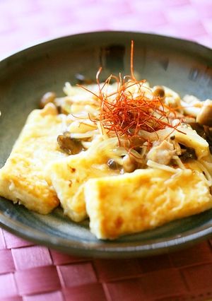 満足感十分❣豆腐ステーキキノコとともに…-レシピのメイン写真