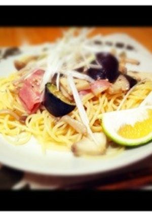一人分！きのことナスのさっぱり秋パスタ-レシピのメイン写真