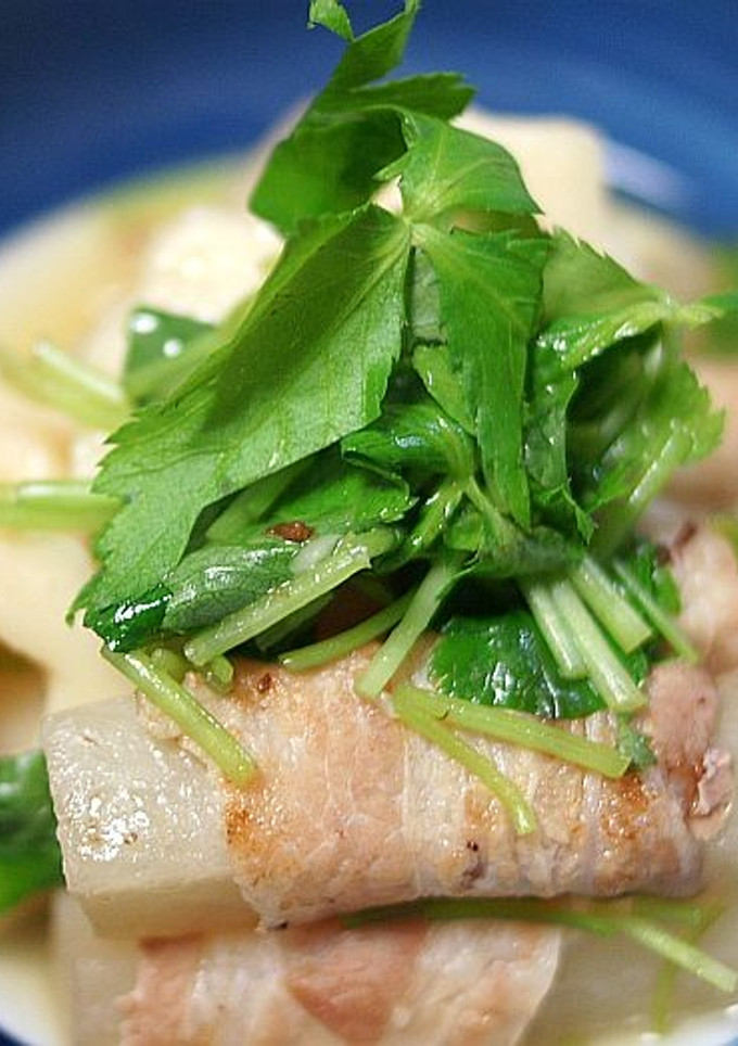 大根豚バラ巻きとちくわぶの煮物-レシピのメイン写真