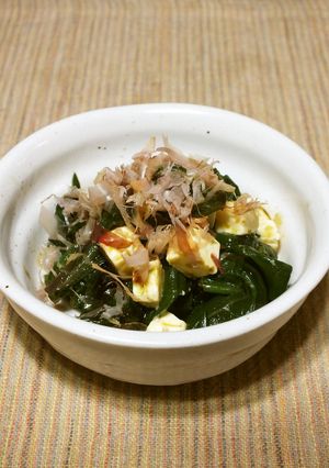 ツルムラサキと海苔の佃煮で和え物-レシピのメイン写真