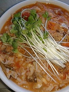 作り置きで ミネストローネのトマト卵雑炊-レシピのメイン写真