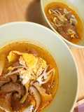 牛すじと干し芋がらでユッケジャンスープ