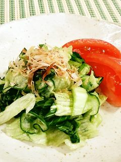 青梗菜・きゅうりとレタスの和風サラダ♪-レシピのメイン写真
