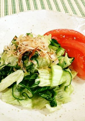 青梗菜・きゅうりとレタスの和風サラダ♪-レシピのメイン写真
