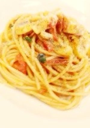 マッシュルームとベーコンとトマトのパスタ-レシピのメイン写真