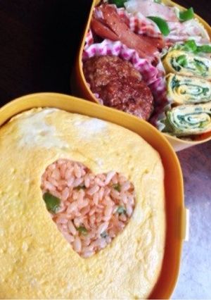 簡単！お弁当箱にハートのオムライス♡-レシピのメイン写真
