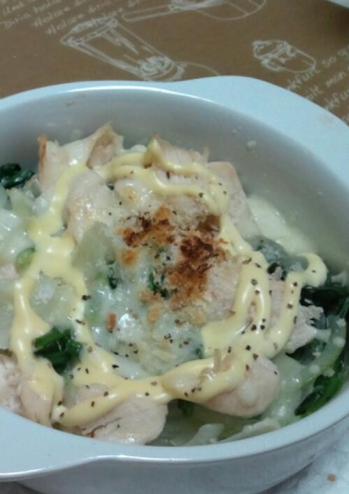 ほうれん草とささみのチーズパン粉焼き♪-レシピのメイン写真