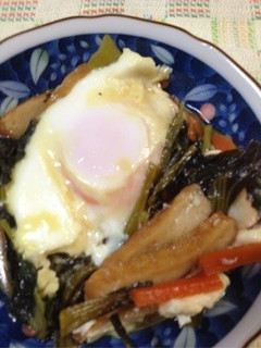母の味青菜と厚揚の卵落し無水鍋使用-レシピのメイン写真