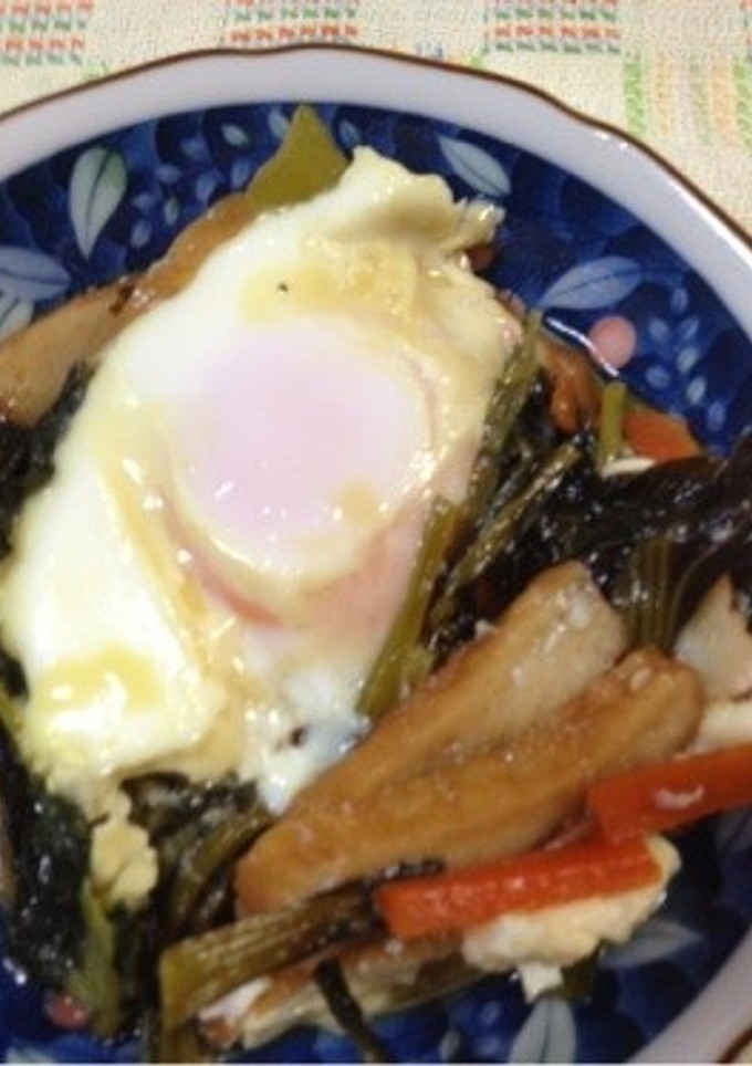 母の味青菜と厚揚の卵落し無水鍋使用-レシピのメイン写真