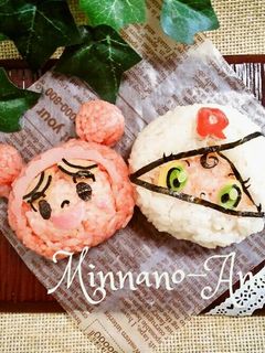 キャラ弁*ロールパンナおにぎり-レシピのメイン写真