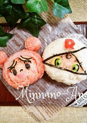 キャラ弁*ロールパンナおにぎり-レシピのメイン写真