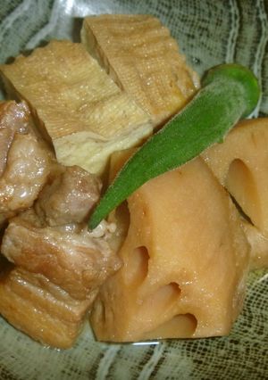 やわらか豚バラとレンコンと冷凍豆腐の煮物-レシピのメイン写真