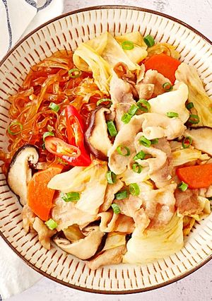 ＼大同電鍋レシピ／キャベツと豚肉春雨煮込-レシピのメイン写真
