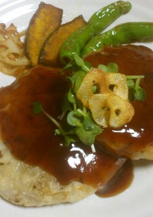 簡単♪お豆腐と根菜の鶏ひき肉ハンバーグ-レシピのメイン写真