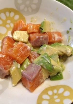 アボカドサーモンのわさびマヨ和え♪-レシピのメイン写真